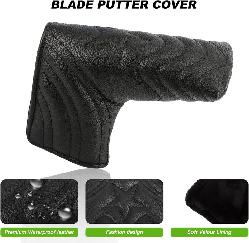PONADA 4pcs or 1pc Golf Club Head Covers for Woods, Driver, Fairway, Hybrid – Premium PU Leather with Interchangeable Tags & Magnetic Blade and Mallet Putter Covers - Image 5